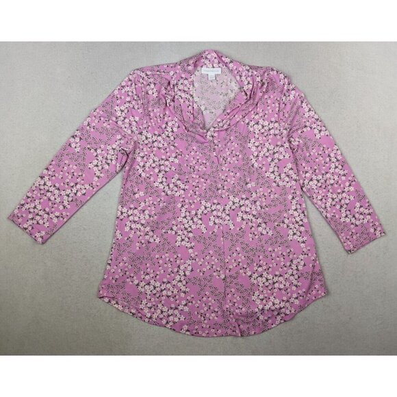 CHARTER CLUB - WOMEN'S LAVENDER PURPLE FLORAL PRINT STRETCH KNIT TOP - SIZE S - Picture 1 of 7